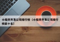 小程序开发公司排行榜（小程序开发公司排行榜前十名）