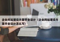 企业网站建设方案毕业设计（企业网站建设方案毕业设计怎么写）