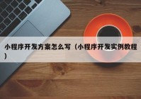 小程序开发方案怎么写（小程序开发实例教程）