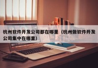 杭州软件开发公司都在哪里（杭州做软件开发公司集中在哪里）