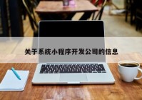 关于系统小程序开发公司的信息